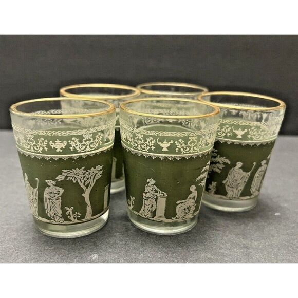 5 Exquisite Grecian Tumblers by Jeannette Glass Company – Hellenic Pattern - Picture 1 of 6